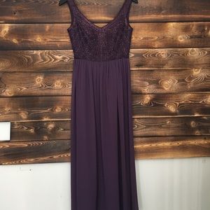 Plum beaded bridesmaids dress